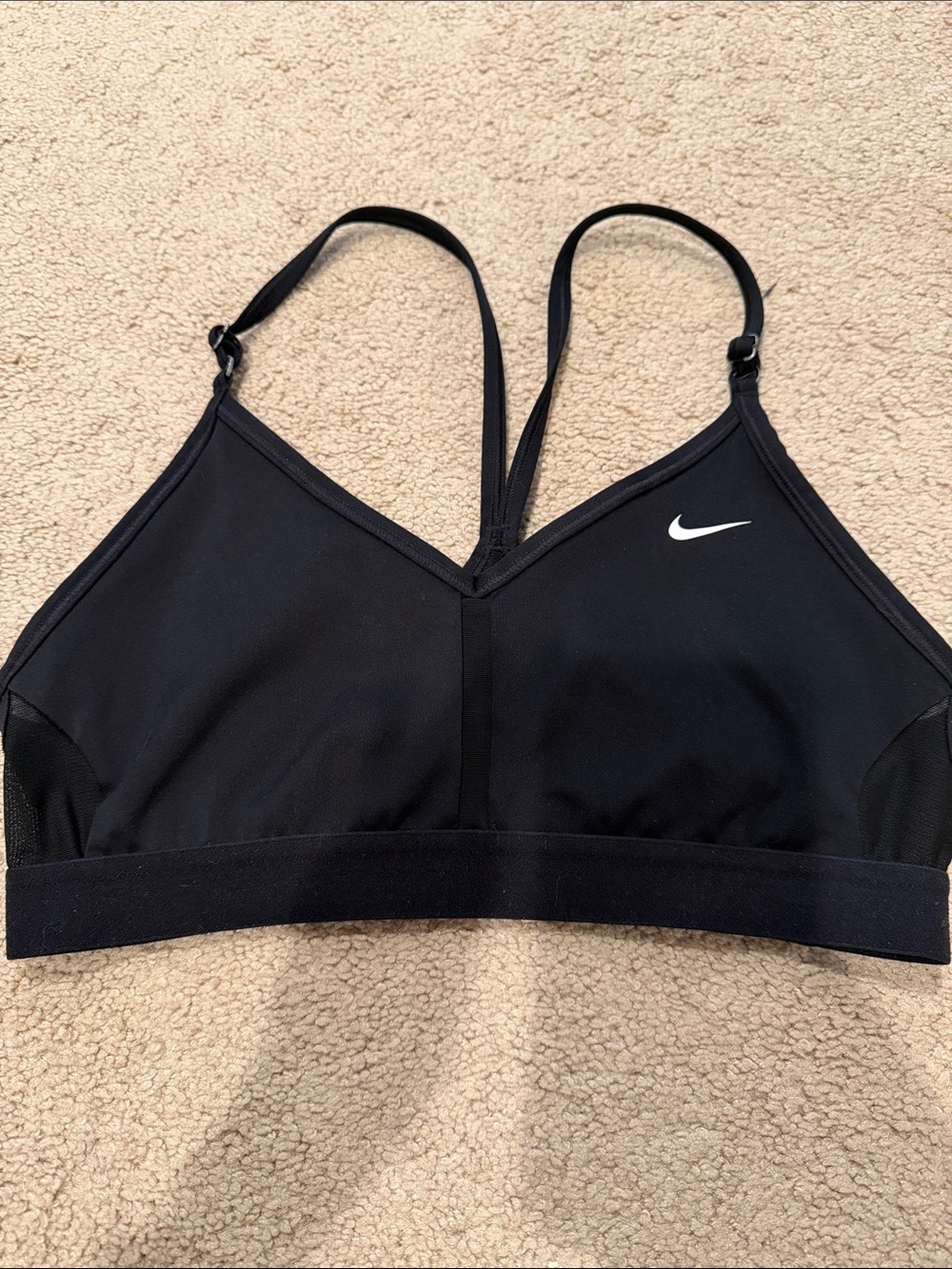 Nike Black Sports Bralette with White Swoosh Sz medium